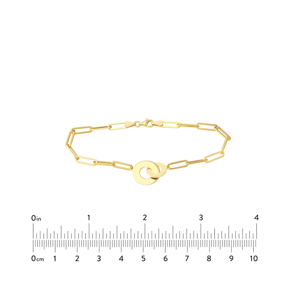 14k Interlocked Disc & Paper Clip Chain Bracelet