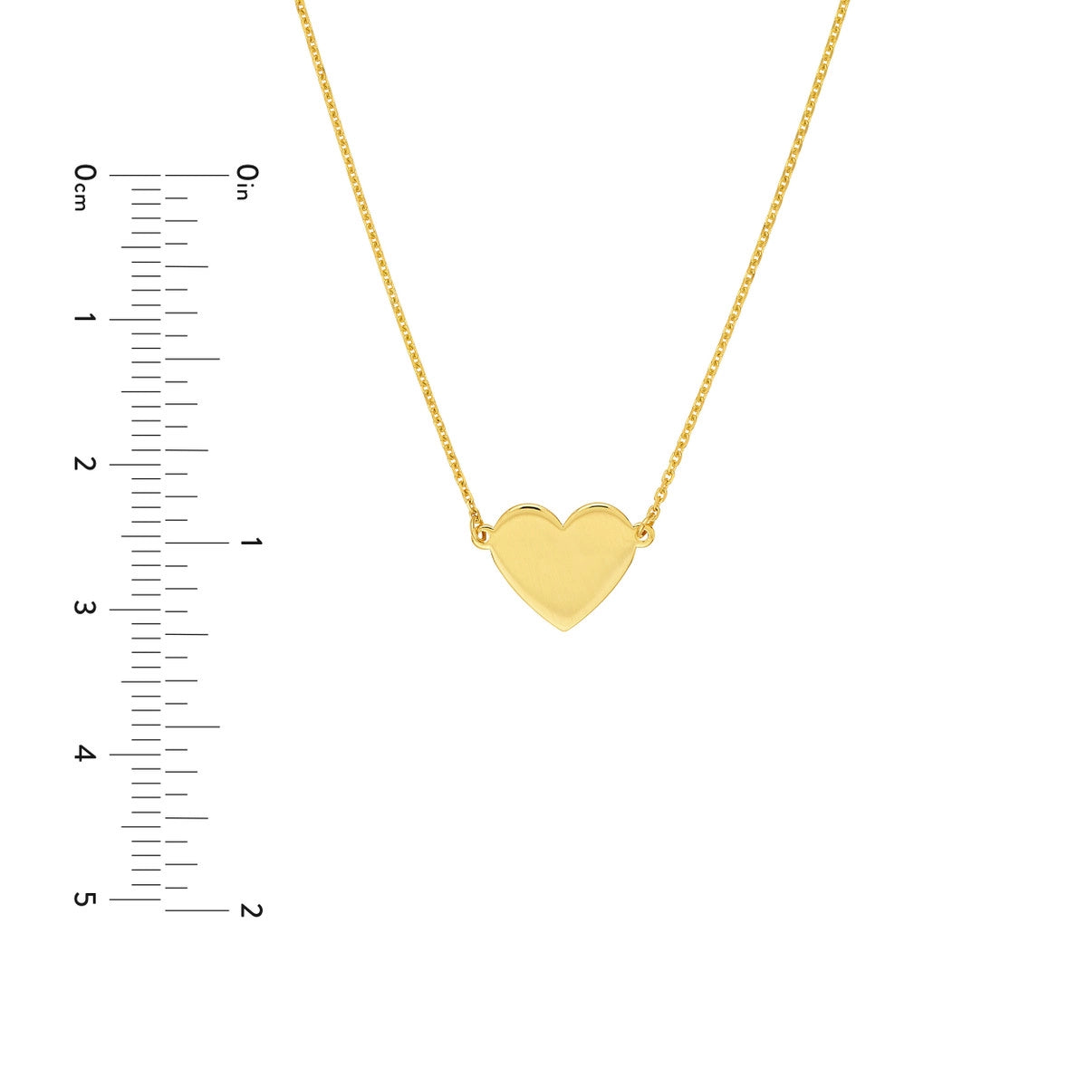 14K Gold Flat Heart Pendant Necklace