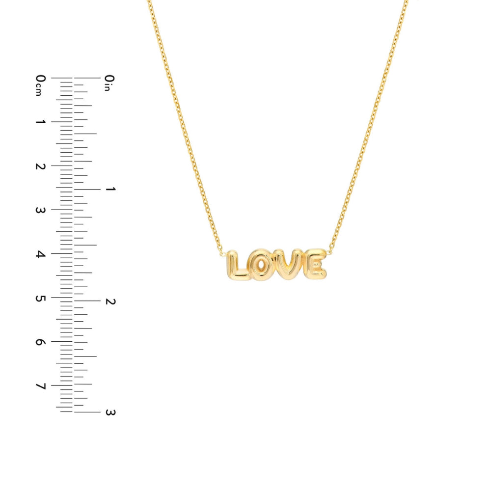 14Y Puffed 'Love' Pendant on 18" Adj. Chain
