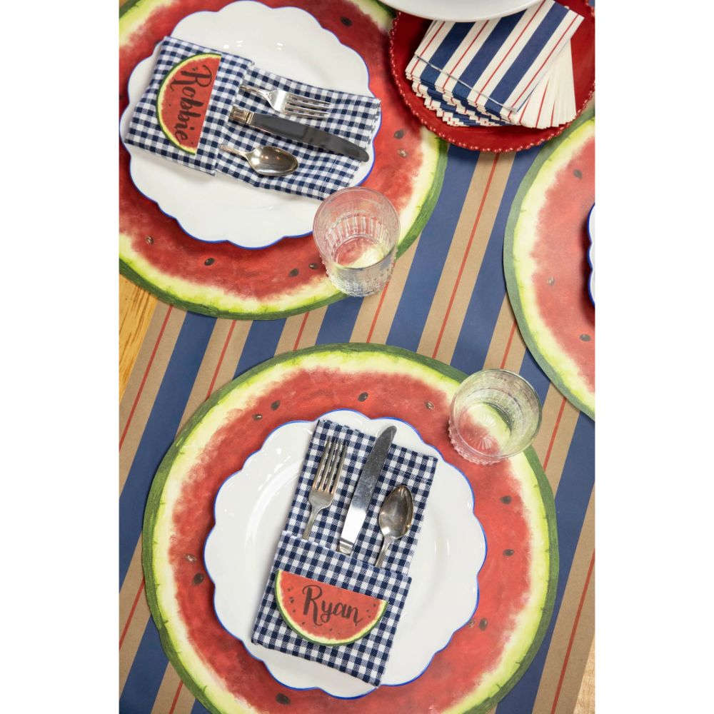 Hester & Cook Navy & Red Awning Stripe Runner 20"X25"