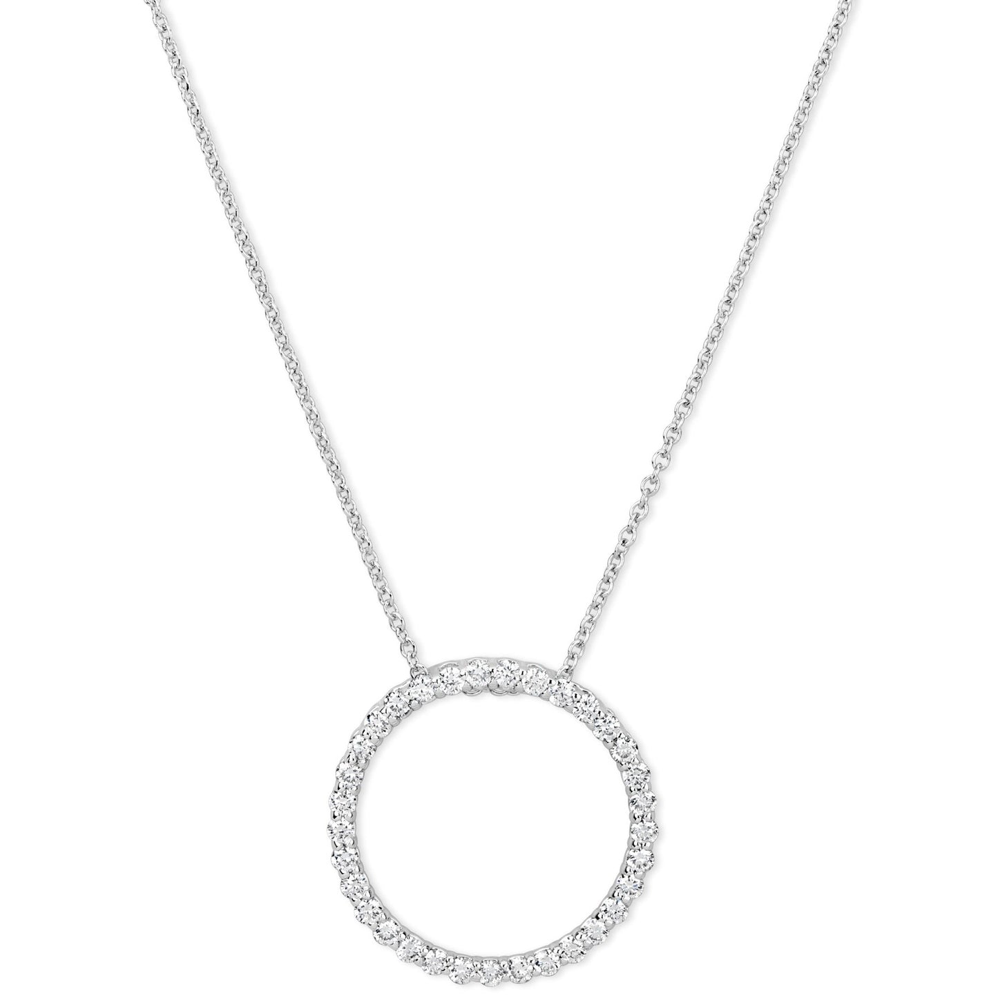 14k Gold Diamond Open Circle Pendant Necklace