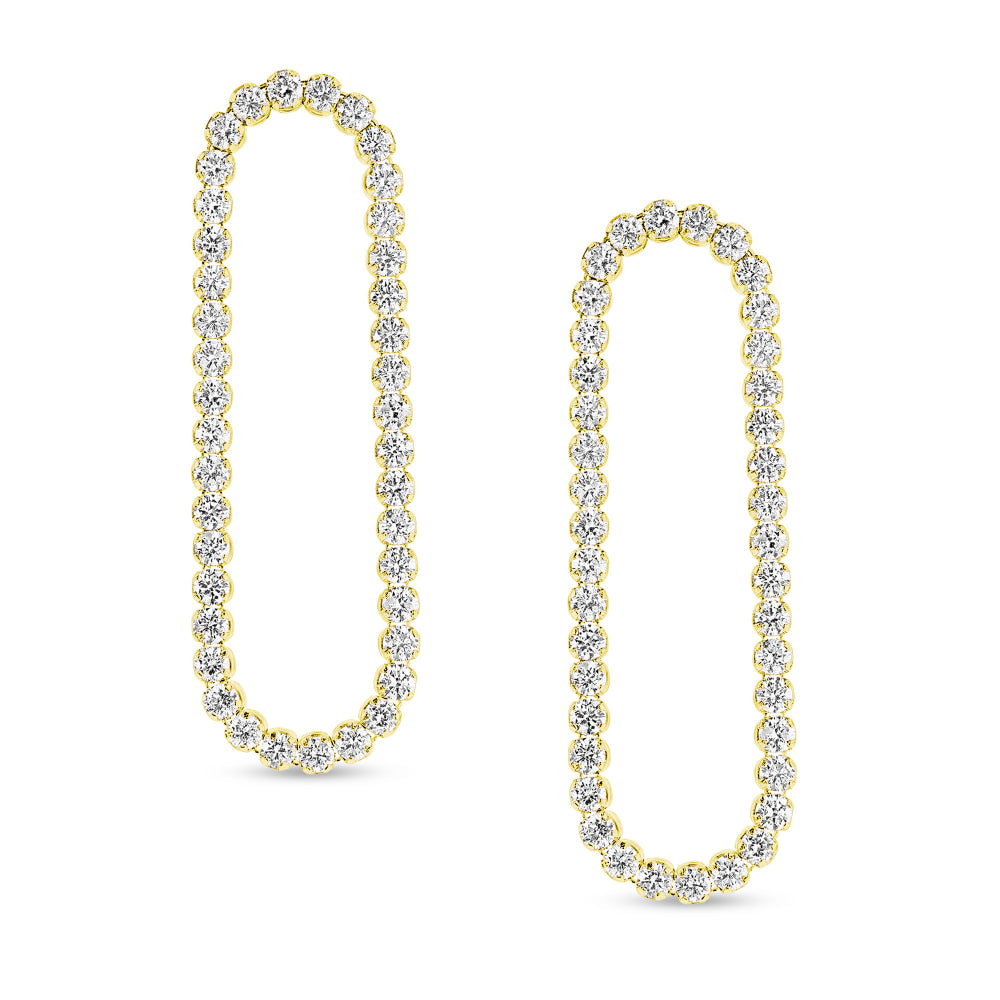 18k Front Facing Flexible Diamond Dangle Earrings