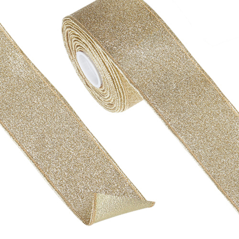 Raz Imports 2022 2.5 x 10 Yards Glitter Wired Ribbon Gold