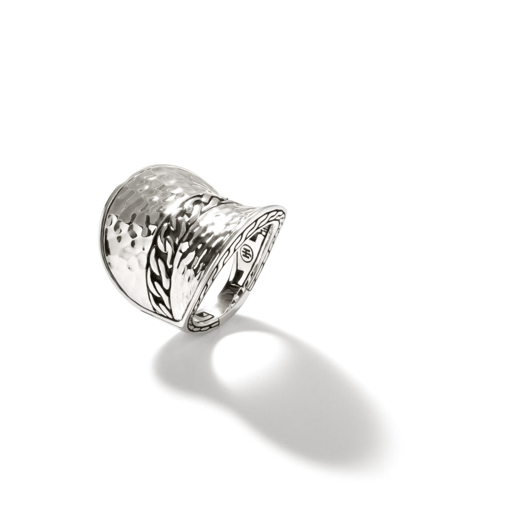 John Hardy SS Hammered Saddle Ring SZ 7