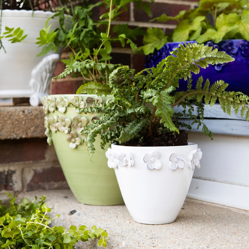 Vietri Rustic Garden Cachepot - White