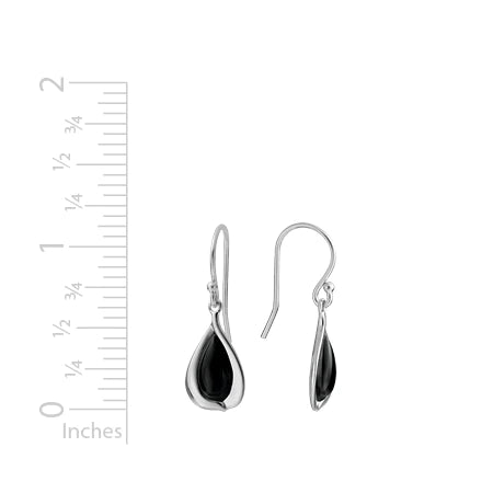 Onyx Teardrop Wire Dangle Earrings