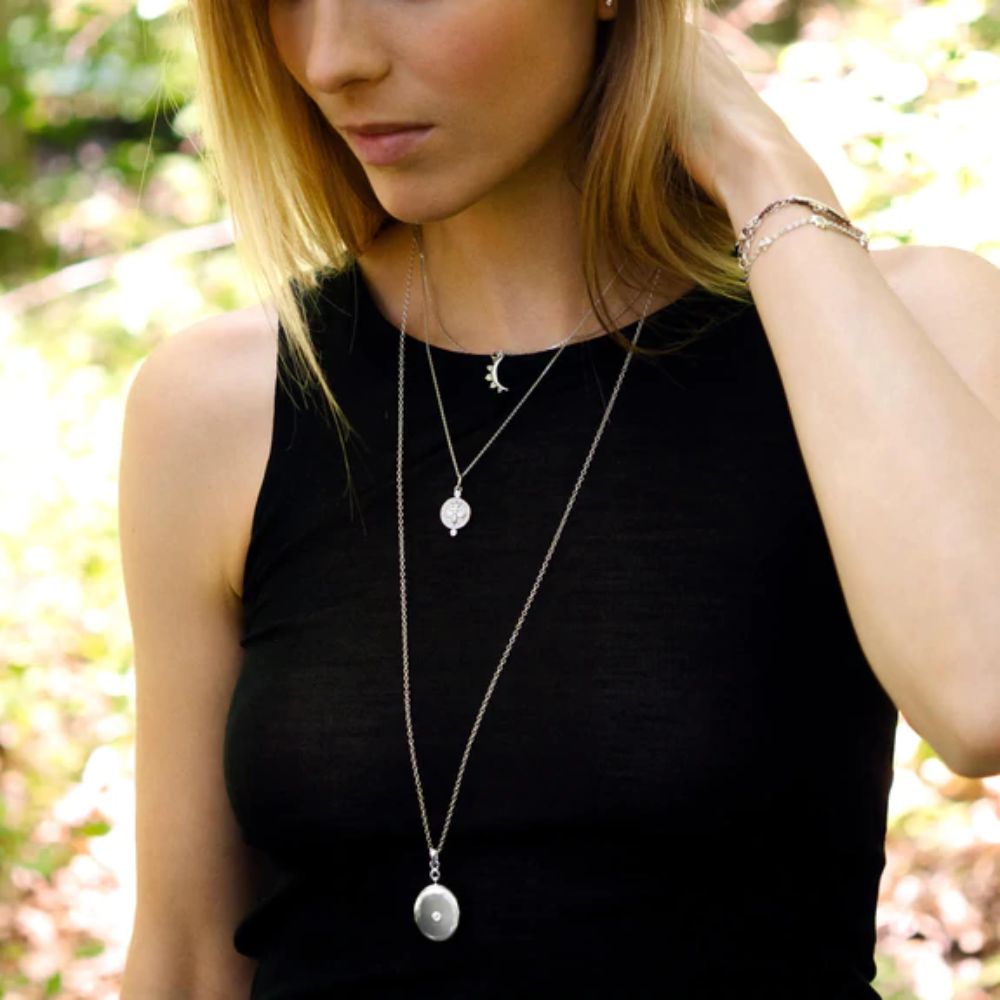 Monica Rich Kosann Infinity White Sapphire Locket Necklace