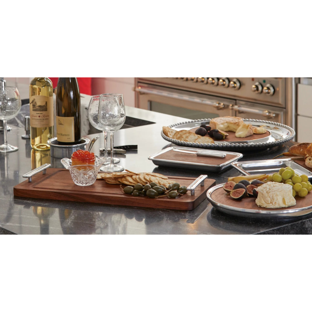 Mariposa Signature Handled Dark Wood Tray