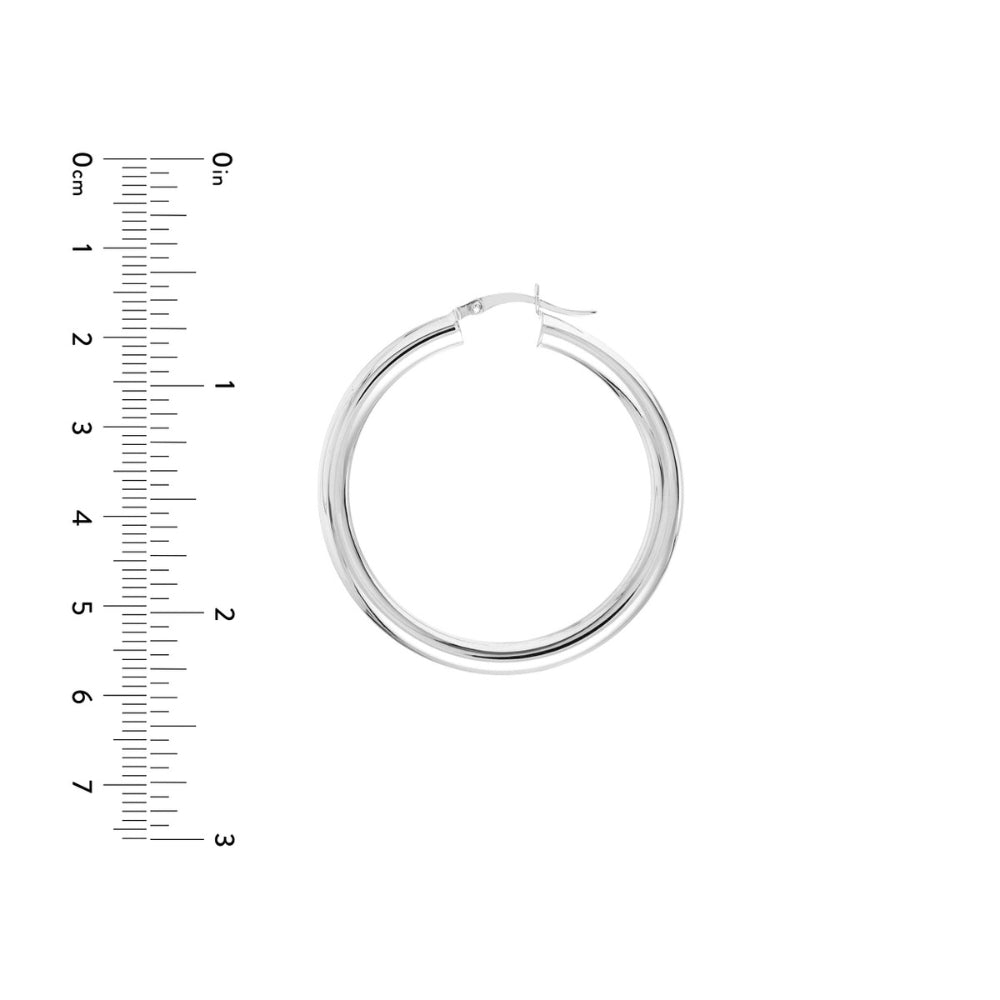 14k White Gold Polished Hoop Earrings