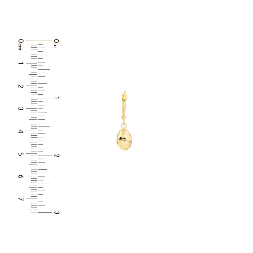 14k Yellow Gold Mirrored Oval Bead Drop Earrings