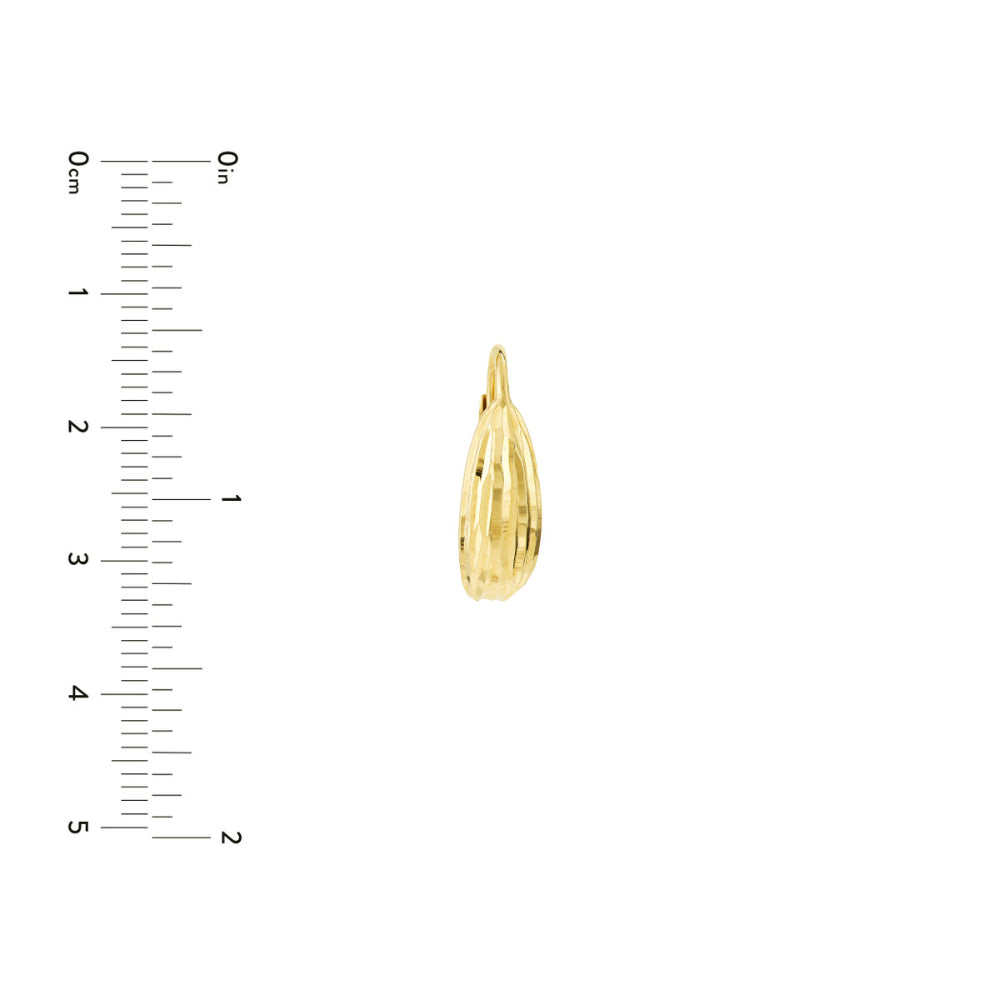 14k Yellow Gold Diamond-Cut Curve Earrings