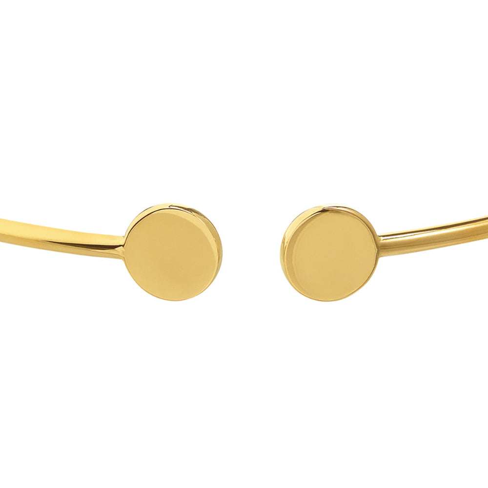 14k Gold Cuff Bracelet with Disc Ends