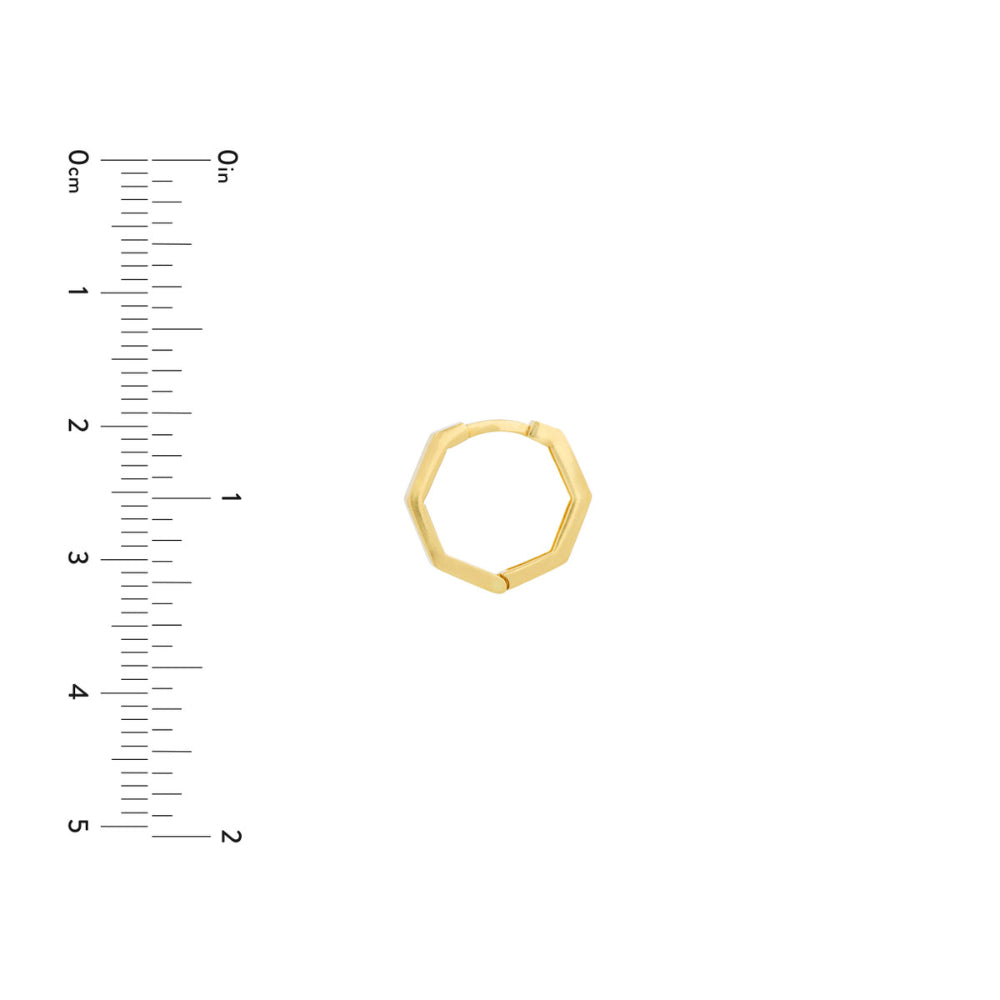 14k Gold Hexagon Huggie Earring