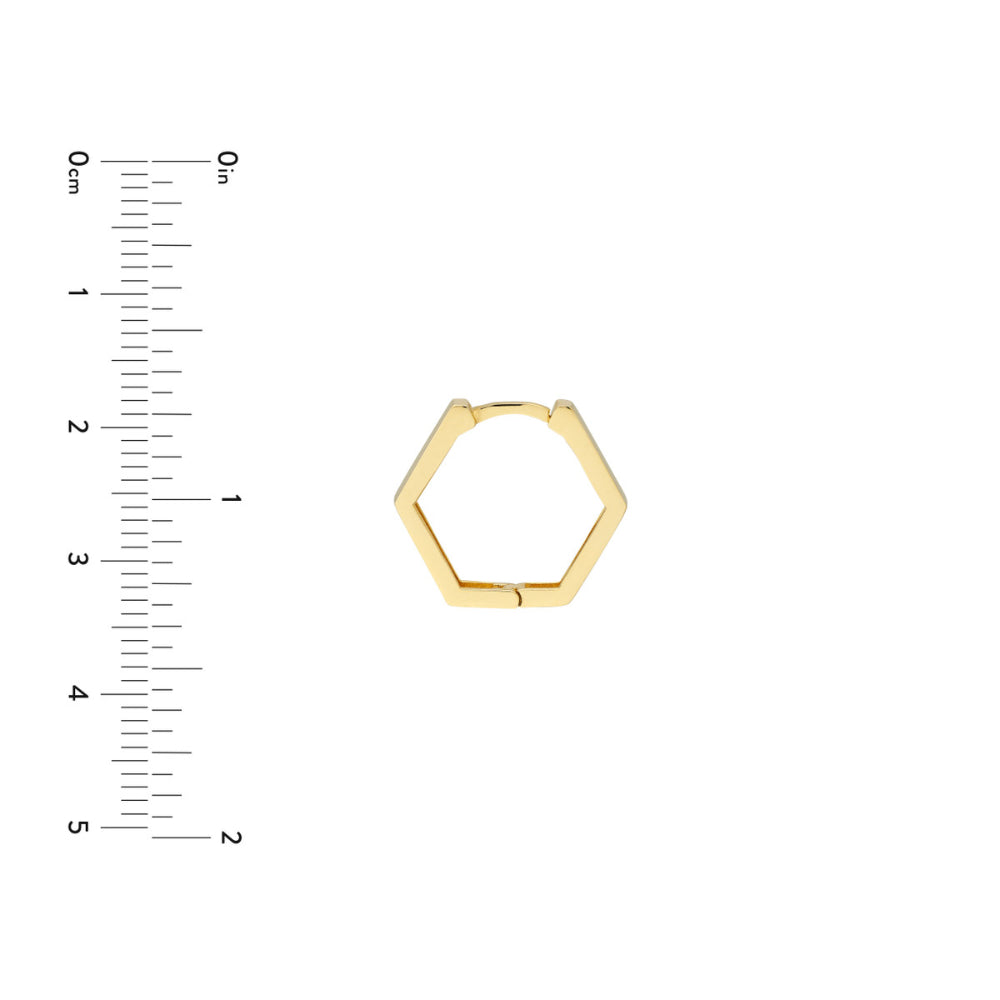 14k Gold Hexagon Huggie Hoop Earrings
