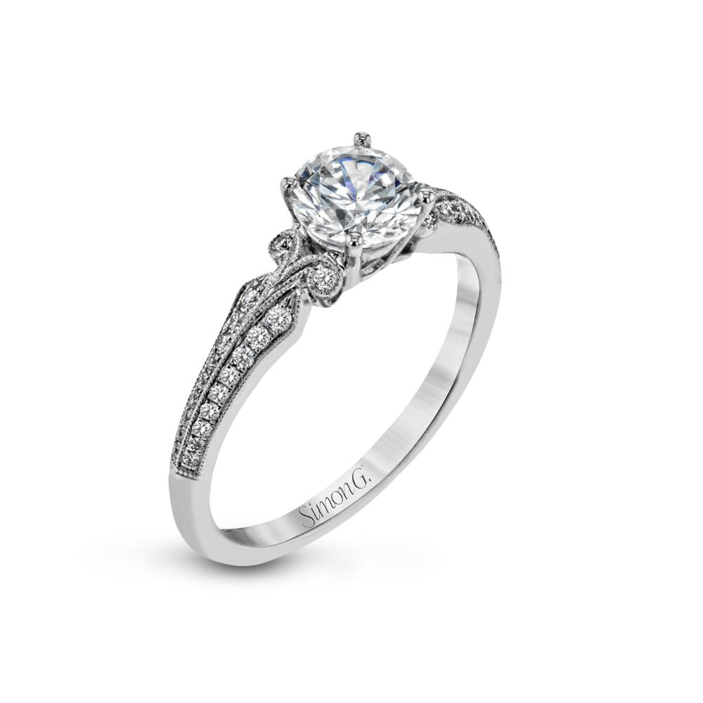 Simon G. 18k White Gold Round-Cut Solitaire Engagement Ring