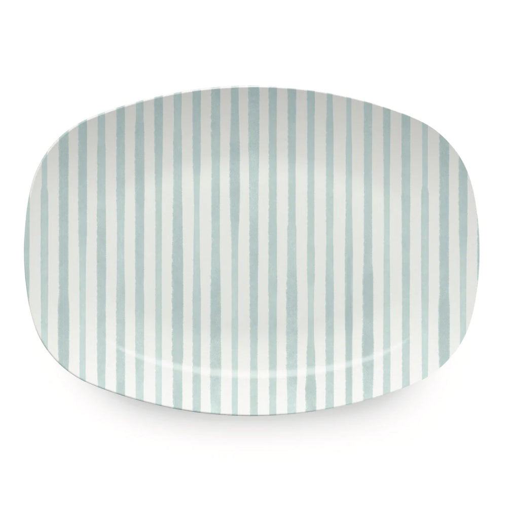 Mariposa Teal Simple Stripes Platter