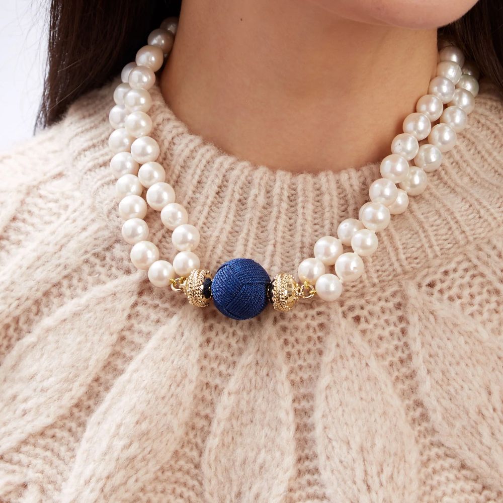 Clara Williams Navy Woven Knot Centerpiece