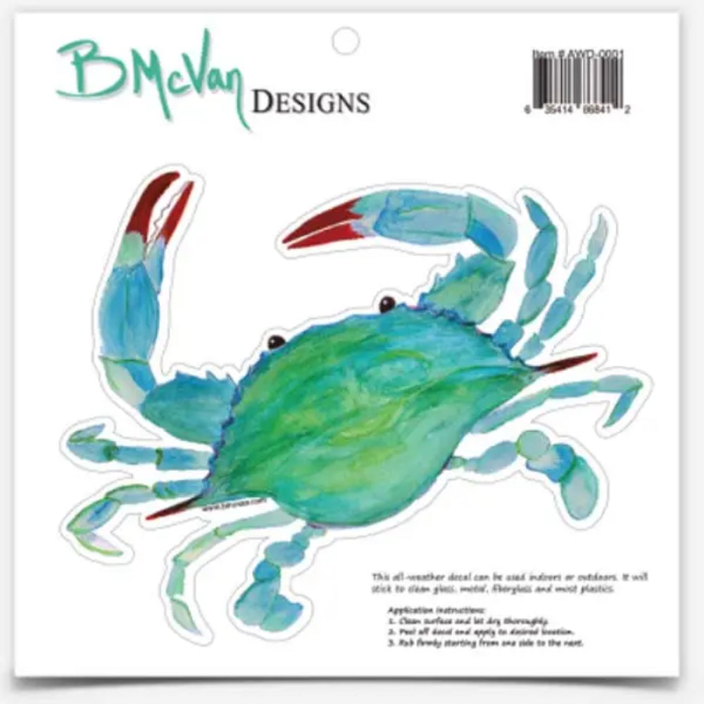 6" Blue Crab Sticker