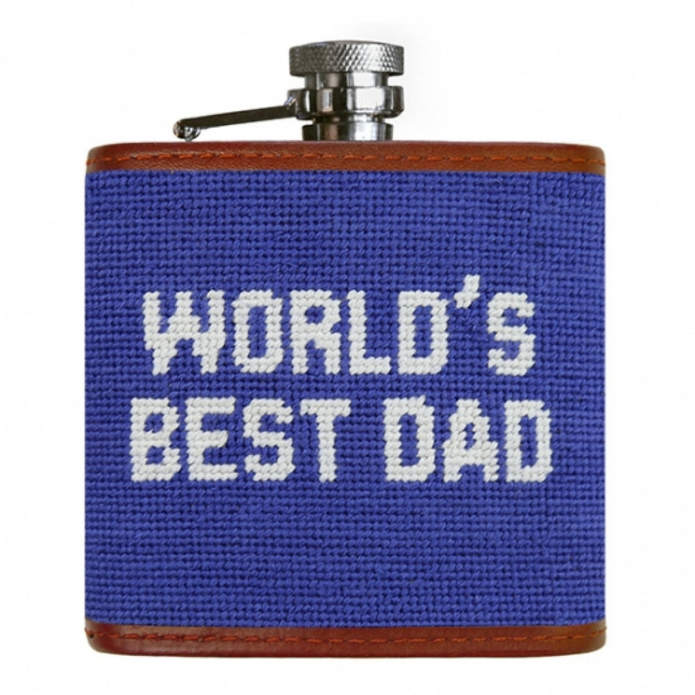 Smathers & Branson World's Best Dad Needlepoint Flask-Royal