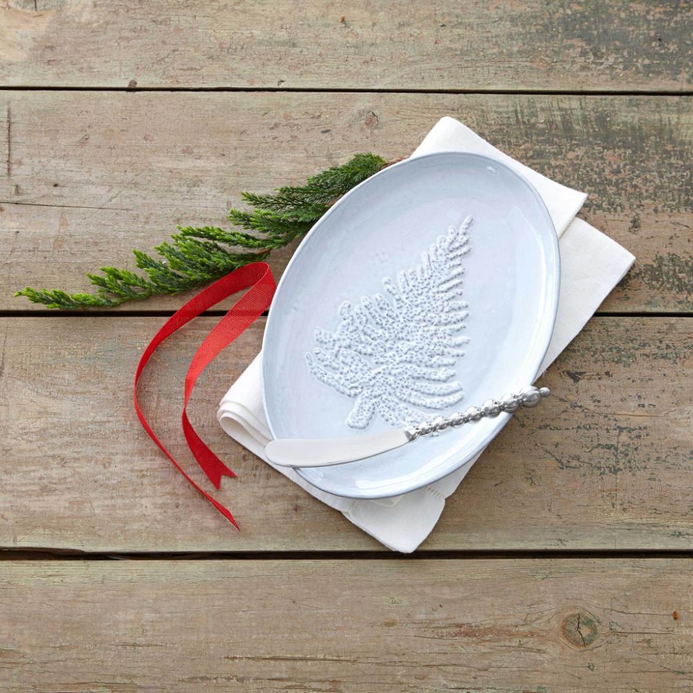 Mariposa Ceramic Tree Oval Plate & Beaded Spreader