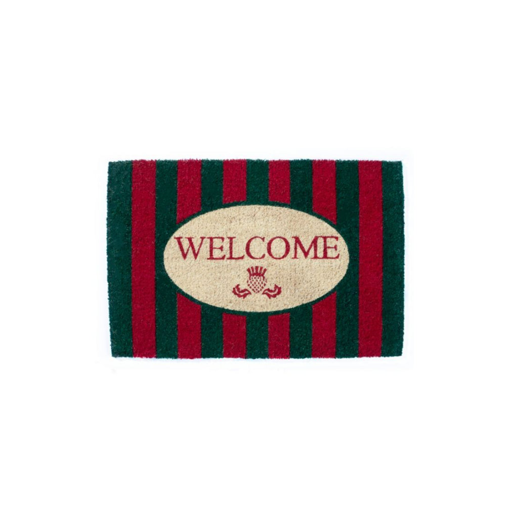 MacKenzie-Childs Awning Stripe Welcome Mat- Red & Green *Instore Pickup Only*