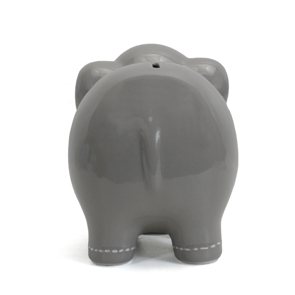 Child To Cherish Gray Large Stitched Elephant Bank