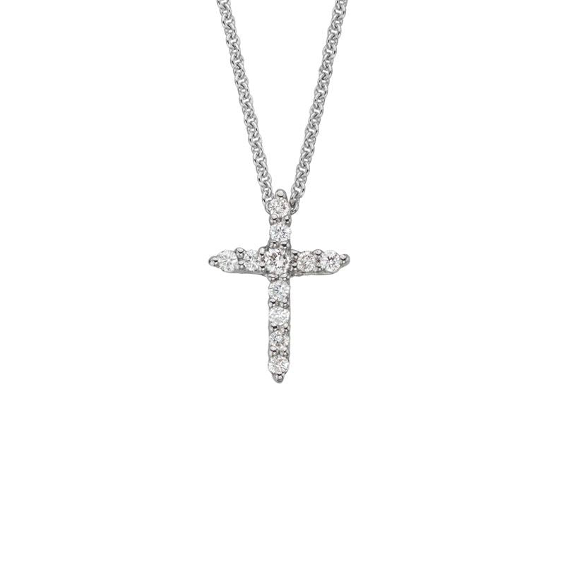 14k Gold Diamond Cross Pendant Necklace