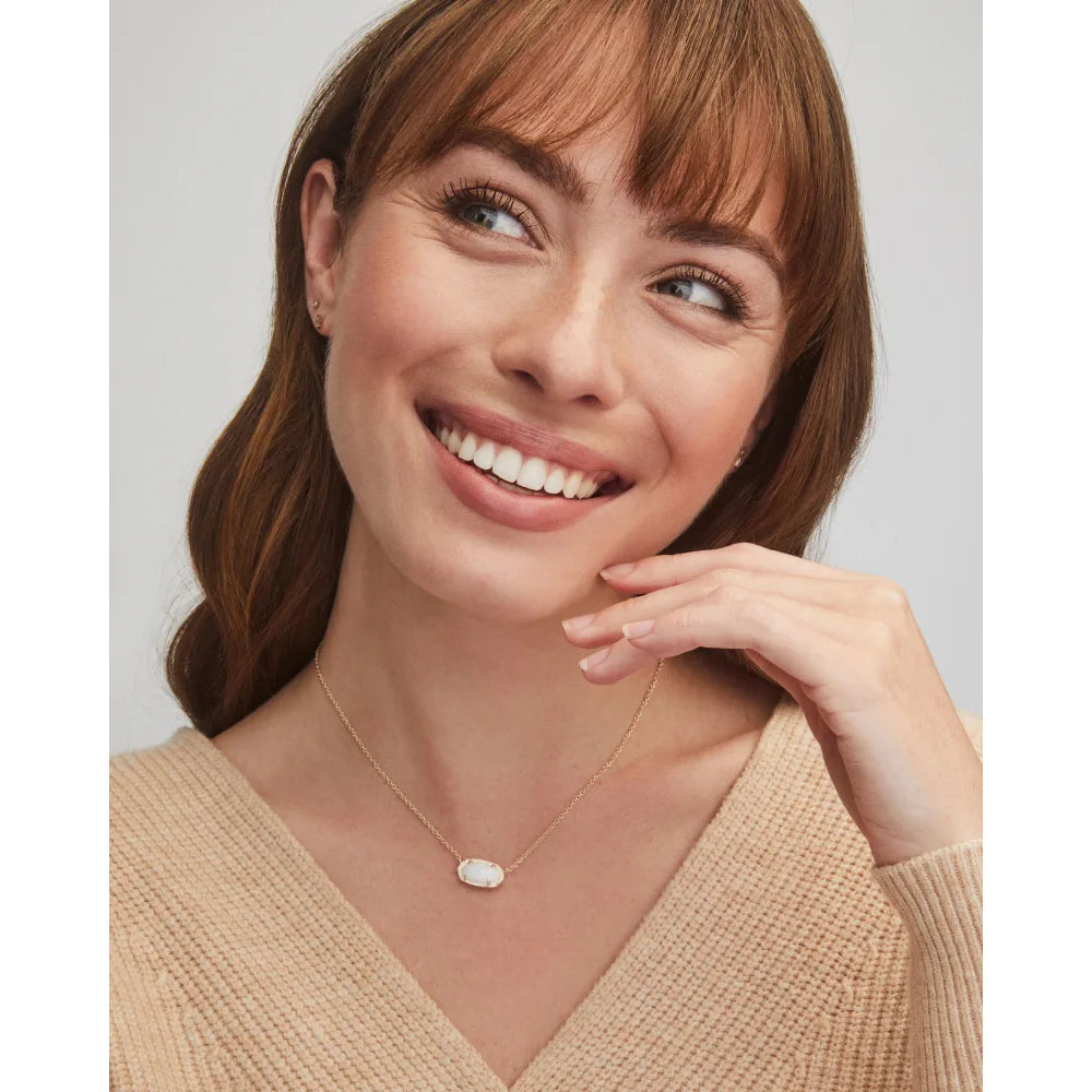 Kendra Scott Elisa Pendant Necklace in White Kyocera Opal