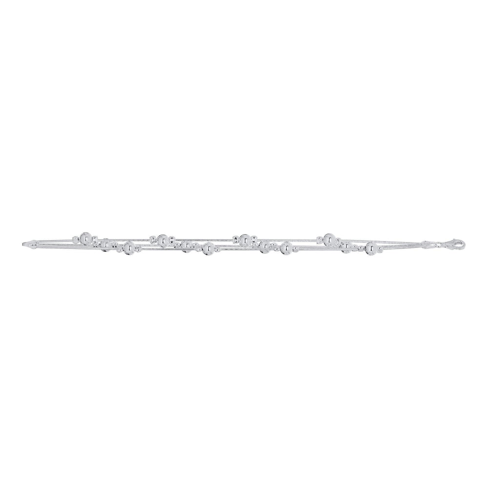 Sterling Silver Bead Station Bracelet, 7.5"