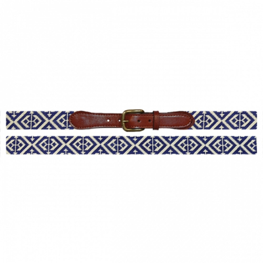 Smathers & Branson Scarsdale Needlepoint Belt - Classic Navy/Light Khaki