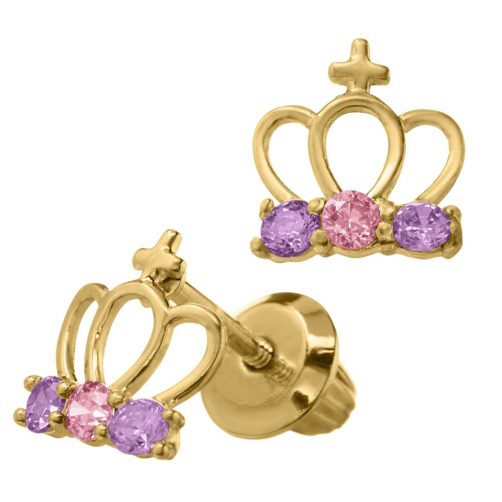 Children's 14k Crown Stud Earrings