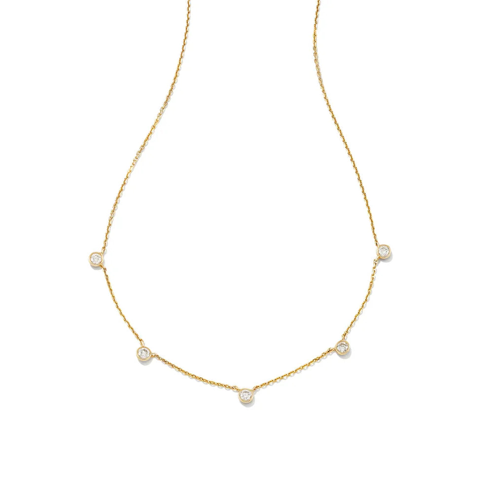 Kendra Scott Bailey Yellow Gold Plate Chain Necklace in Rainbow Multi Mix, 9608850955