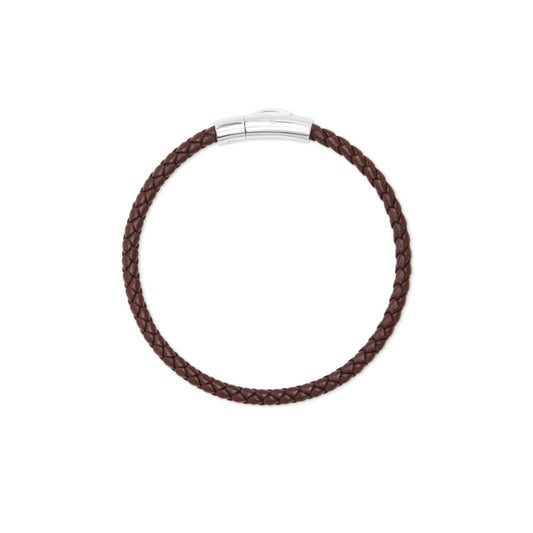 Scott Bros. Evans Sterling Silver Corded Bracelet In Brown Leather