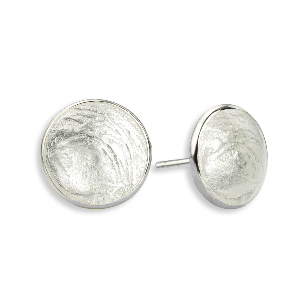 Nicole Barr White Enamel Stud Earrings
