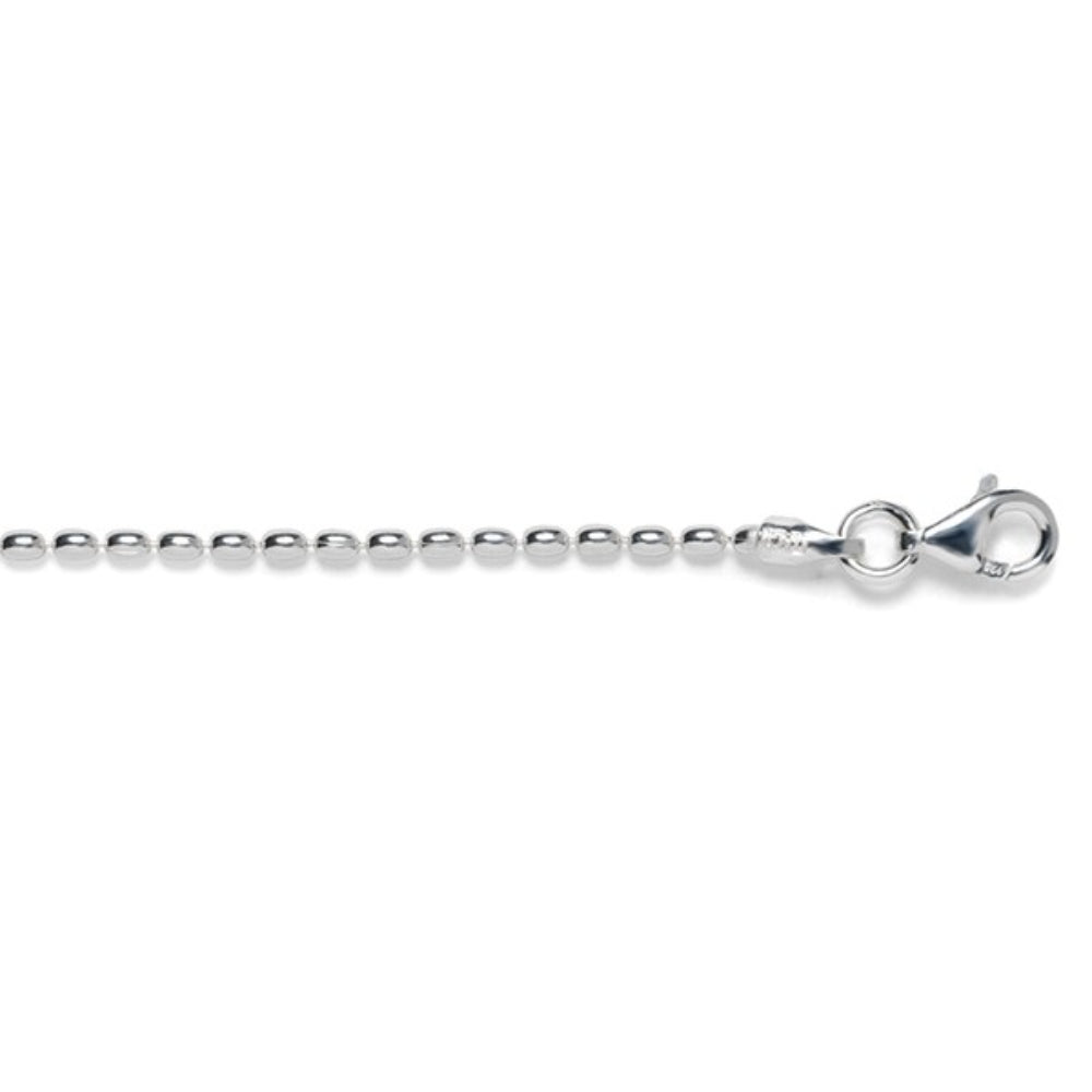 Sterling Silver Rice Bead Chain, 24"