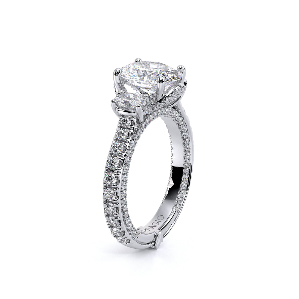 Verragio Couture 18k White Gold 3 Across Oval Center Engagement Ring