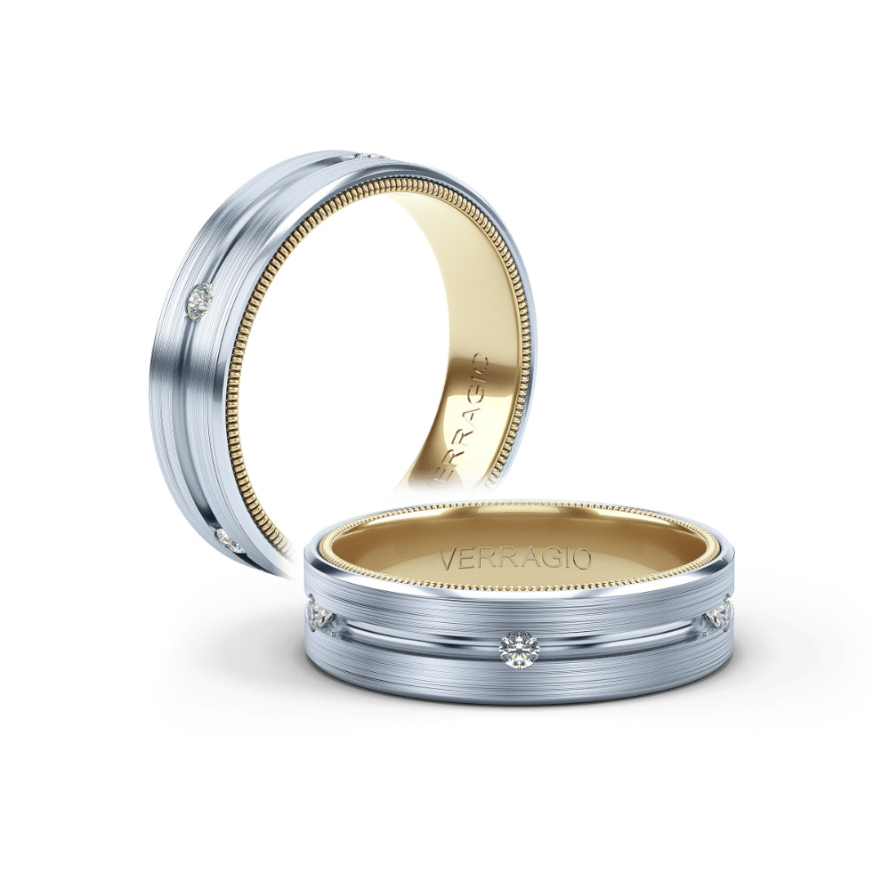Verragio Men's 14k 6mm Wedding Band with Diamonds
