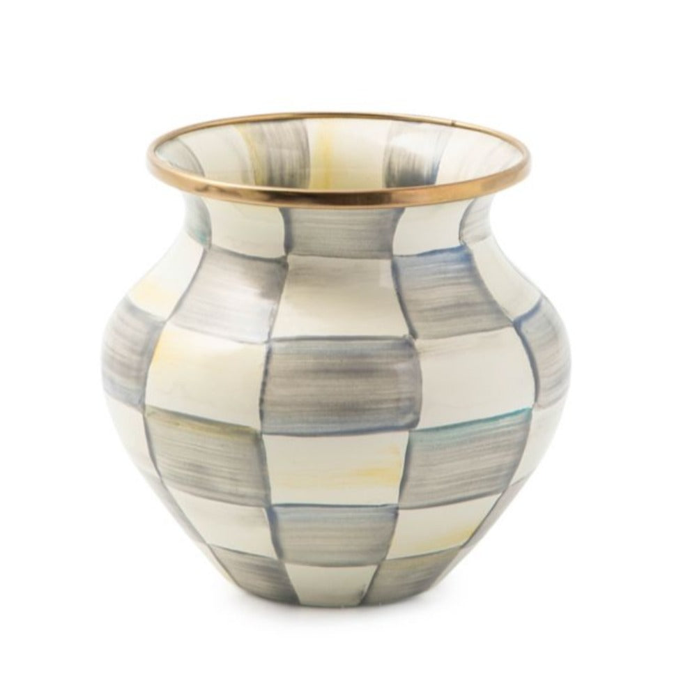 MacKenzie-Childs Sterling Check Enamel Vase - Small