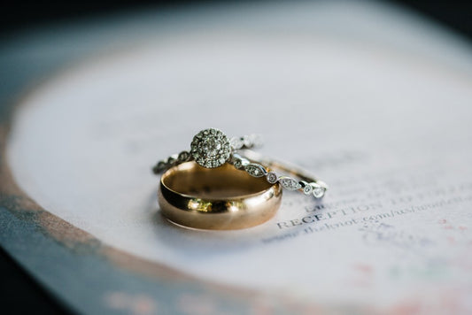 engagement rings on table