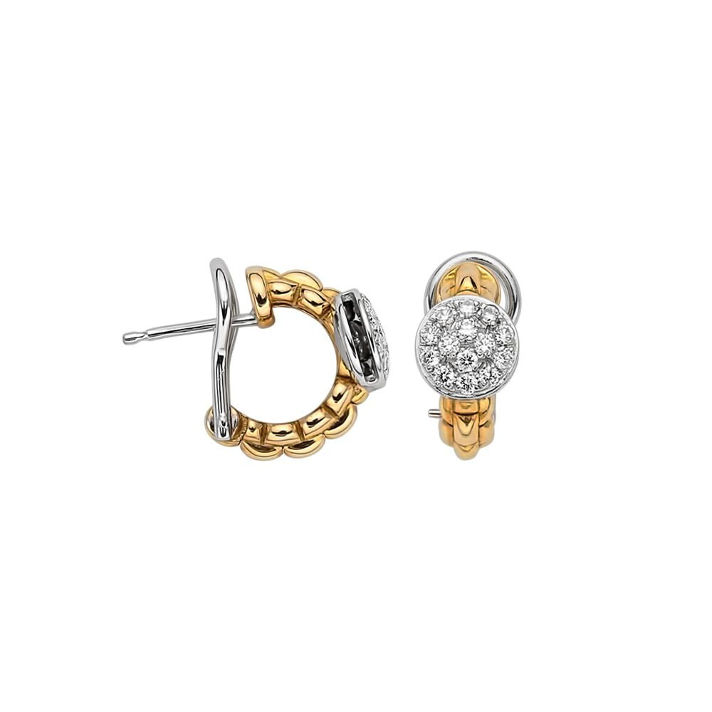 Fope Eka Collection 18k Gold Two-Tone Hoop Diamond Earrings