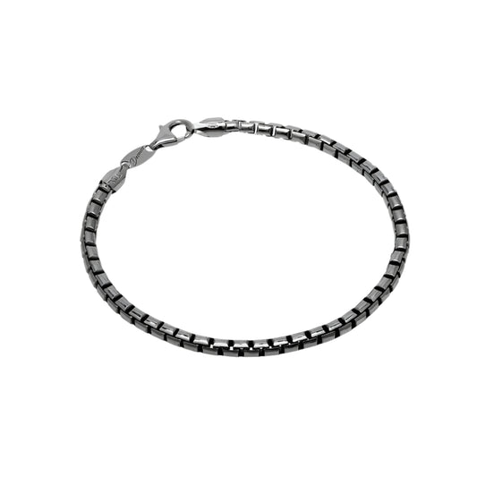 Desmos Sterling Silver Box Bracelet with Gunmetal Finish
