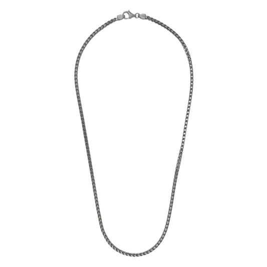 Desmos Sterling Silver Fish Bone Chain Necklace with Gunmetal Finish