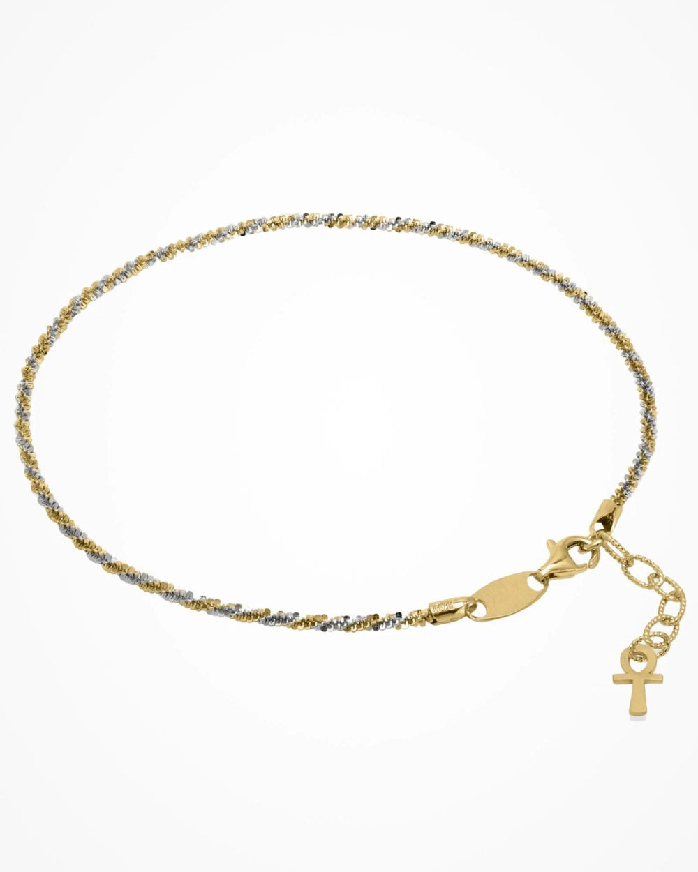 Two tone gold and silver twist anklet 