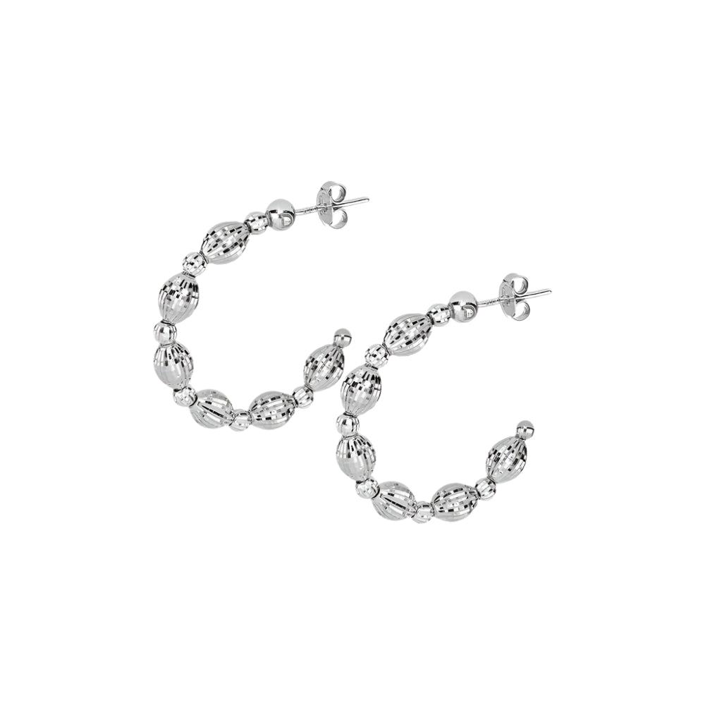 Desmos Sterling Silver Crystal Bloom Hoop Earrings