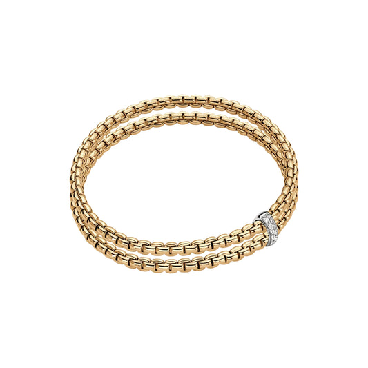 Fope Eka 18k Two-Tone Flex'It Bracelet with Pavé Diamonds