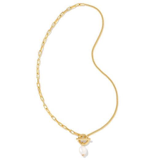 Kendra Scott Leighton Convertible Pearl Chain Necklace - Gold