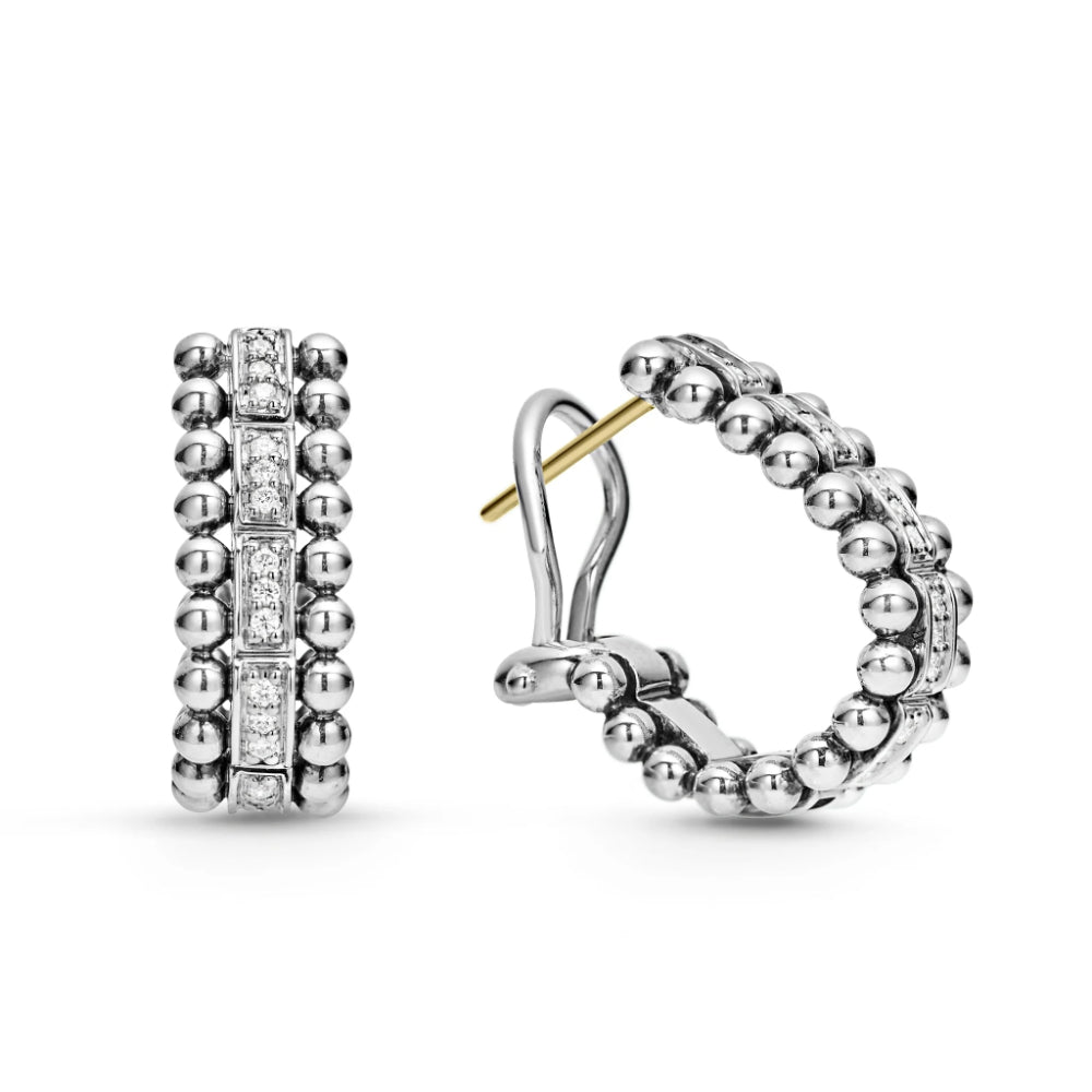 Lagos Caviar Spark Beaded Diamond Huggie Earrings