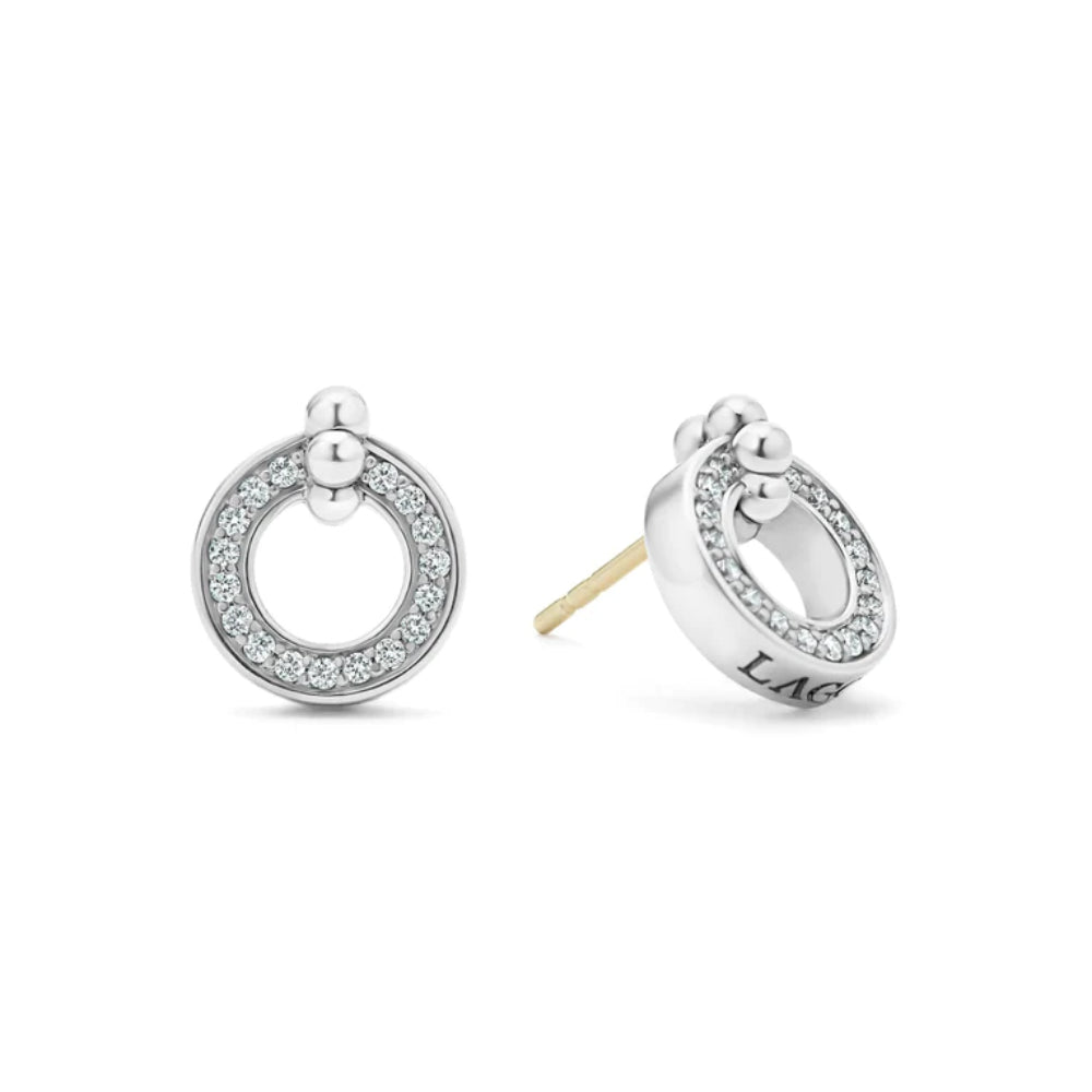 Lagos Caviar Spark Diamond Circle Stud Earrings