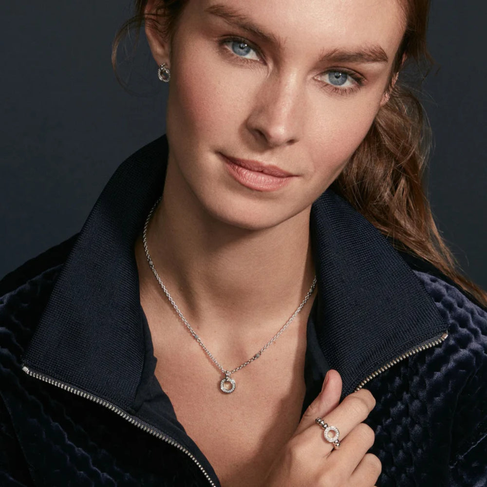 Lagos Caviar Spark Diamond Circle Stud Earrings