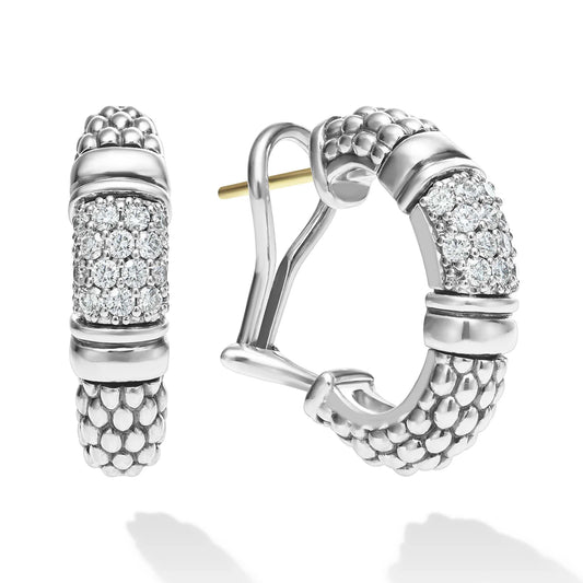 Lagos Signature Caviar Diamond Hoop Earrings